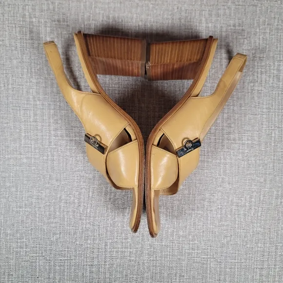 Salvatore Ferragamo Strappy Slingback Nappa Calf Leather Heels Sandals Size 9B