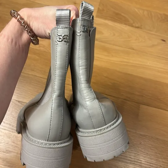 Sam Edelman Boots Laguna Chelsea Grey Leather Waterproof Size 10.5