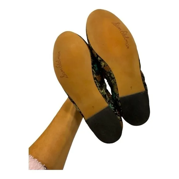 Sam Edelman Felicia Black Gold Brocade Ballet Flats Women's Size 7M Embroidery