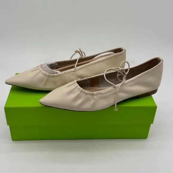 Sam Edelman Leather Ballet Flats‎ Pointed Toe Dressy Beige Size 9M