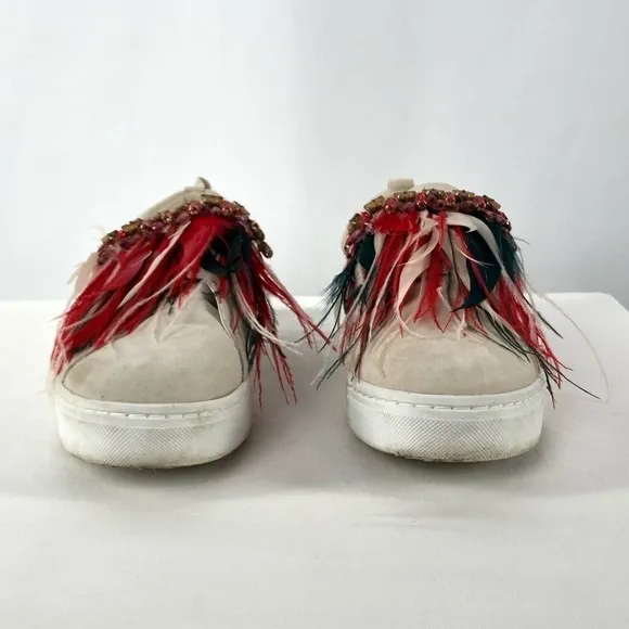 Sam Edelman Lelani Suede Leather Sneakers in Cream Red Size 10