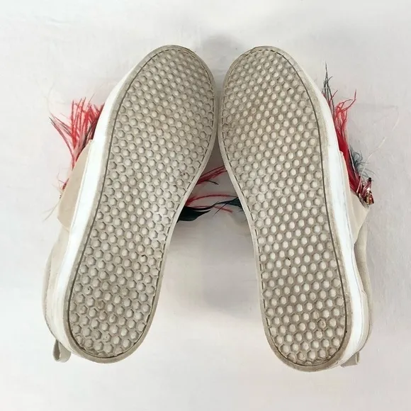 Sam Edelman Lelani Suede Leather Sneakers in Cream Red Size 10