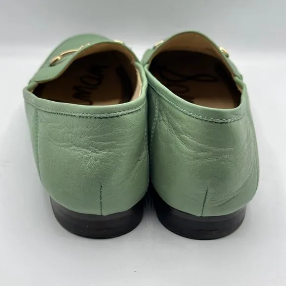 SAM EDELMAN Loraine Leather Horsebit Loafers Sea Glass Green Sz 11