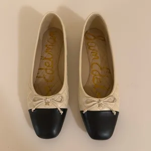 Sam Edelman Marilyn Ivory/Black Ballet Flats 6.5