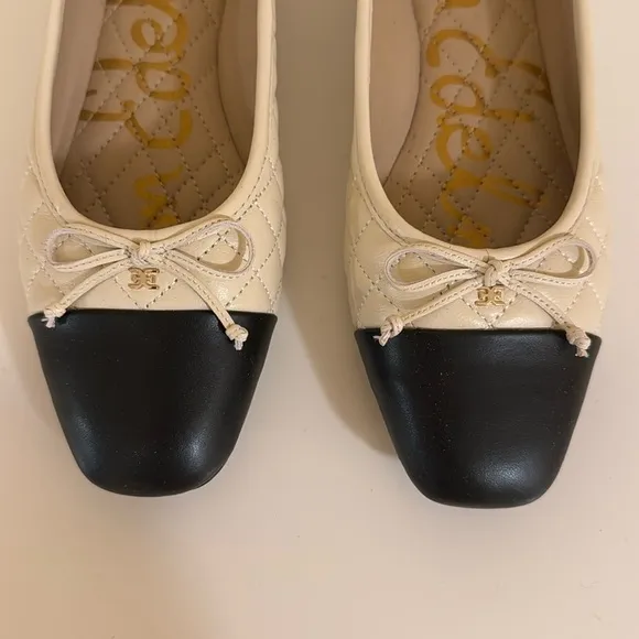 Sam Edelman Marilyn Ivory/Black Ballet Flats 6.5