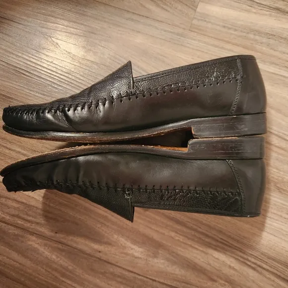 Sandro Moscoloni Genuine Ostrich Dress Loafers Black size 8