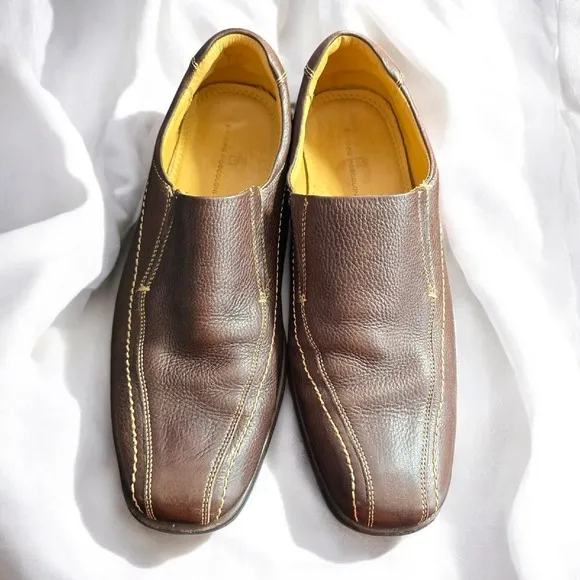 Sandro Moscoloni Leather Loafers Slip On Dress Shoes Brown Comfort Men 11 EEE