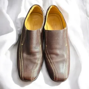Sandro Moscoloni Leather Loafers Slip On Dress Shoes Brown Comfort Men 11 EEE