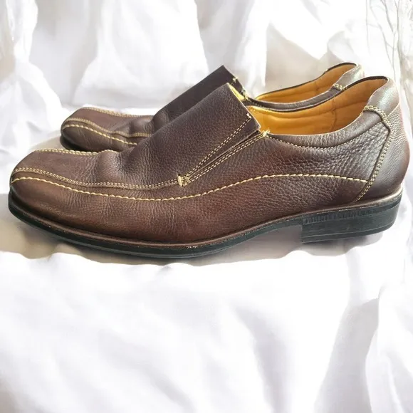 Sandro Moscoloni Leather Loafers Slip On Dress Shoes Brown Comfort Men 11 EEE