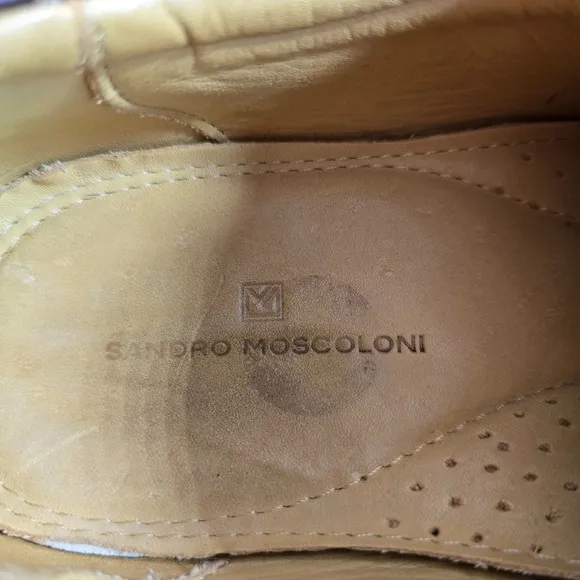 Sandro Moscoloni Leather Loafers Slip On Dress Shoes Brown Comfort Men 11 EEE