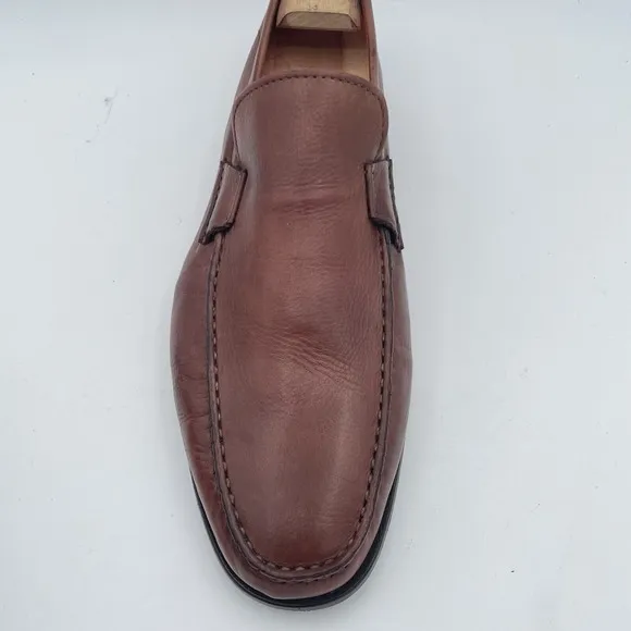 Santoni Brown Leather Moc Venetian Loafers‎ Size 12 D Made In Italy