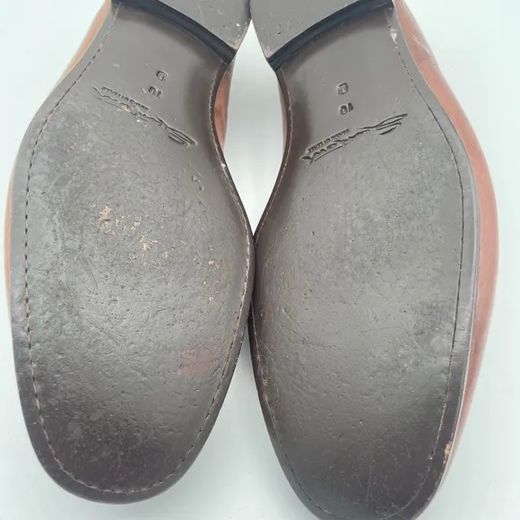 Santoni Brown Leather Moc Venetian Loafers‎ Size 12 D Made In Italy