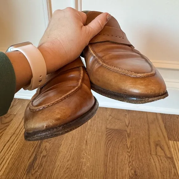 Santoni Brown Leather Slip-On Loafers size 13
