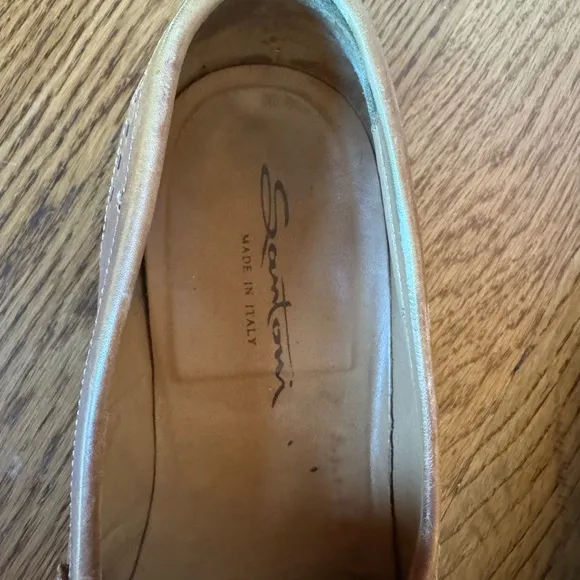 Santoni Brown Leather Slip-On Loafers size 13