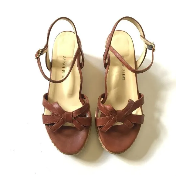Sarah Flint Perfect Mirjana 50 Wedge Sandals Womens 36.5 6.5 Brown Leather Shoes