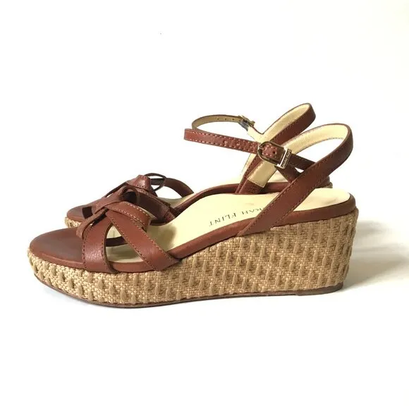 Sarah Flint Perfect Mirjana 50 Wedge Sandals Womens 36.5 6.5 Brown Leather Shoes