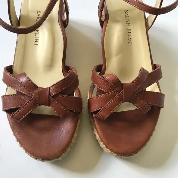 Sarah Flint Perfect Mirjana 50 Wedge Sandals Womens 36.5 6.5 Brown Leather Shoes
