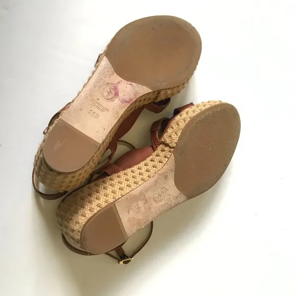 Sarah Flint Perfect Mirjana 50 Wedge Sandals Womens 36.5 6.5 Brown Leather Shoes