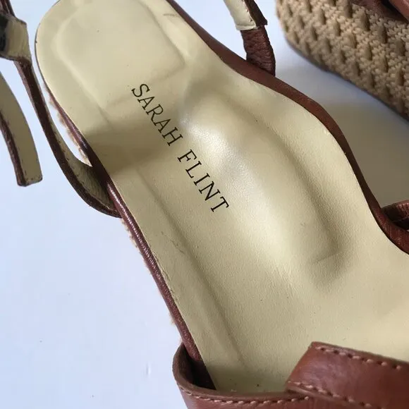 Sarah Flint Perfect Mirjana 50 Wedge Sandals Womens 36.5 6.5 Brown Leather Shoes