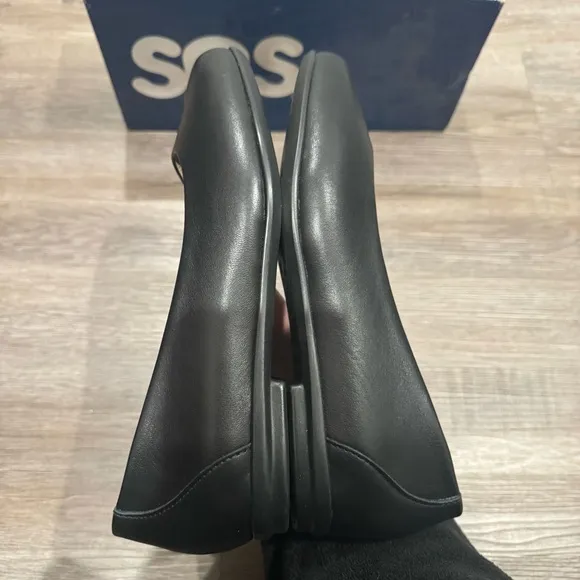 SAS Scenic Black Leather Comfort Ballet Flats