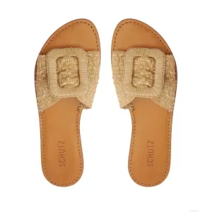 SCHUTZ Womens Cinna Flat Raffia Sandals Sz-8