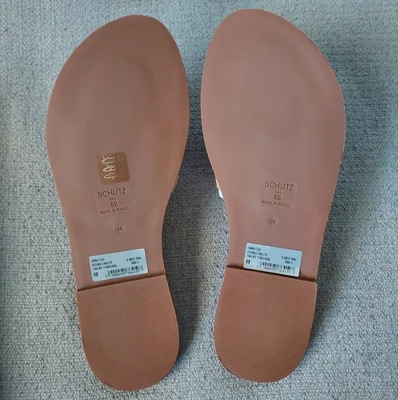 SCHUTZ Womens Cinna Flat Raffia Sandals Sz-8