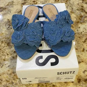 SCHUTZ**Denim Floral Sandals 6B**$140