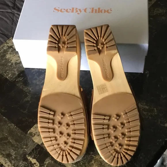 Sea by Chloe Clog Mules In Cedar Brown Eur Size 41.