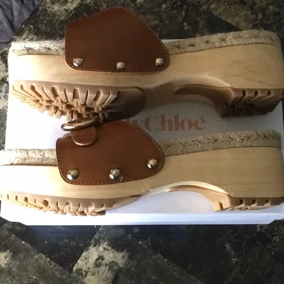 Sea by Chloe Clog Mules In Cedar Brown Eur Size 41.