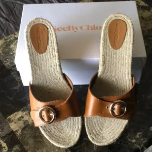 Sea by Chloe Clog Mules In Cedar Brown Eur Size 41.