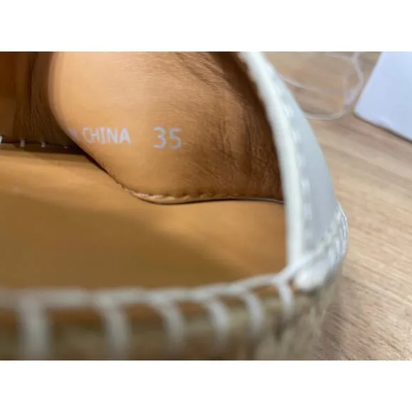 See by Chloé Calf Glyn Espadrille Platform Wedge Sandal Natural Size 5 US 35 EU