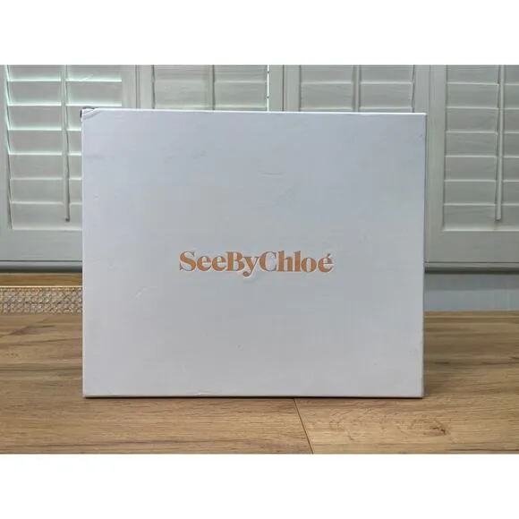 See by Chloé Calf Glyn Espadrille Platform Wedge Sandal Natural Size 5 US 35 EU