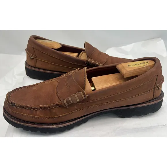 Sequoia by Allen Edmonds Penny Loafers Men’s 11D Brown Slip On Round Toe Nubuck