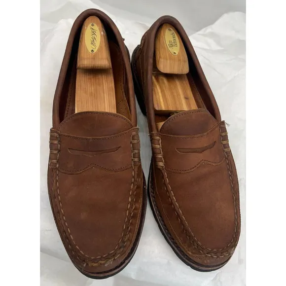 Sequoia by Allen Edmonds Penny Loafers Men’s 11D Brown Slip On Round Toe Nubuck