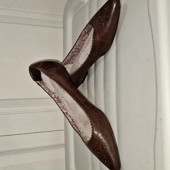 Seychelles pointy toe leather ballet flat - 7 - brown