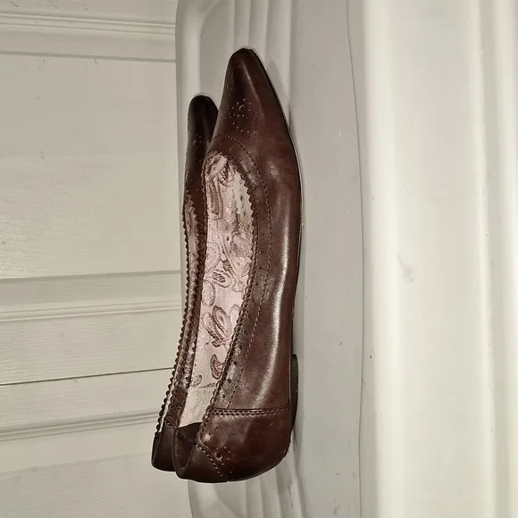 Seychelles pointy toe leather ballet flat - 7 - brown