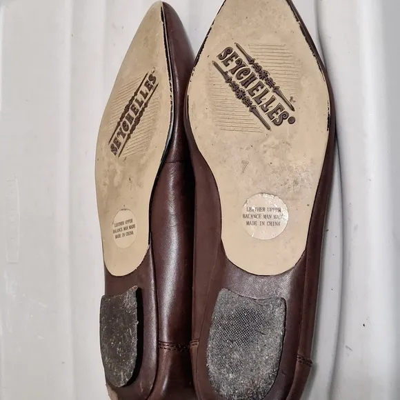 Seychelles pointy toe leather ballet flat - 7 - brown
