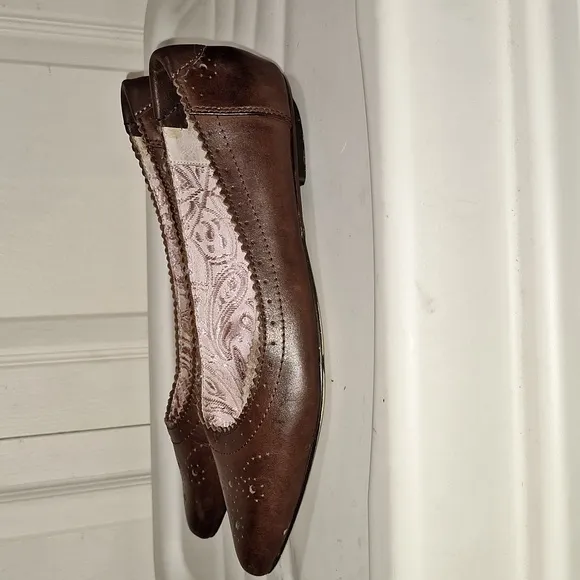 Seychelles pointy toe leather ballet flat - 7 - brown