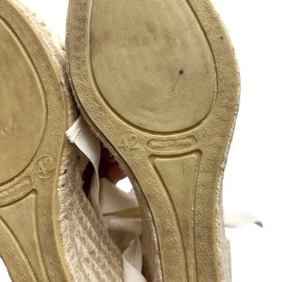 sezane melodie cream wedge lace up wrap crochet espadrilles peony cotton fabric