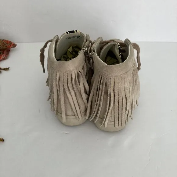 ShuShop Ruth High Top Fringe Zipper Lace Up Grey Suede Sneaker 8.5
