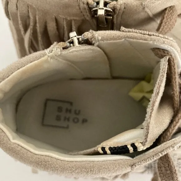 ShuShop Ruth High Top Fringe Zipper Lace Up Grey Suede Sneaker 8.5