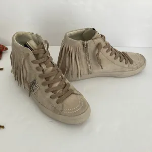 ShuShop Ruth High Top Fringe Zipper Lace Up Grey Suede Sneaker 8.5