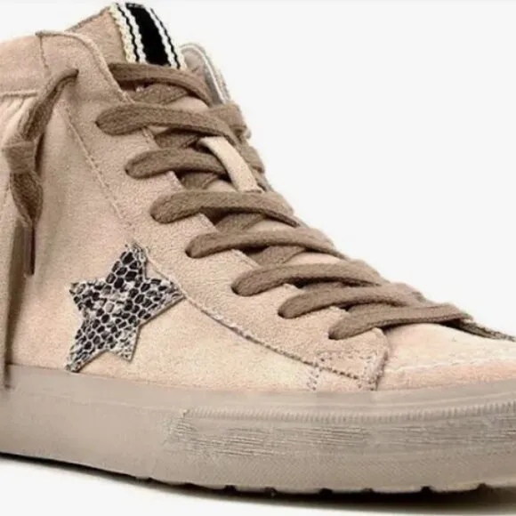 ShuShop Ruth High Top Fringe Zipper Lace Up Grey Suede Sneaker 8.5