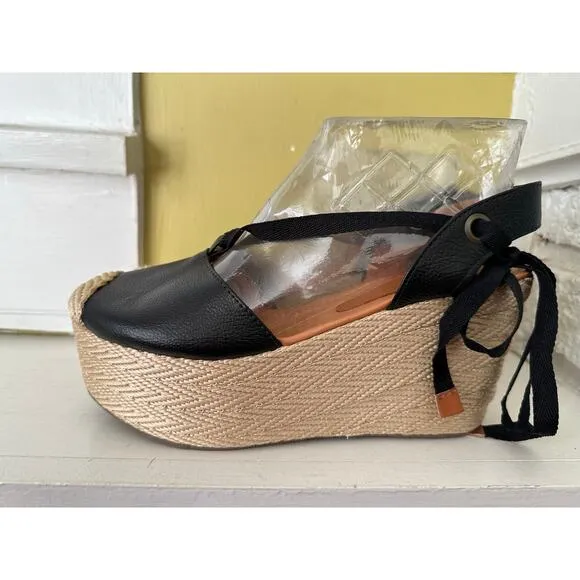 Silvia Cobos Espadrilles Lace Up Black EUC sz 38 = US 7.5