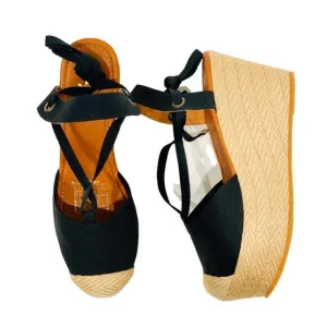 Silvia Cobos Espadrilles Lace Up Black EUC sz 38 = US 7.5