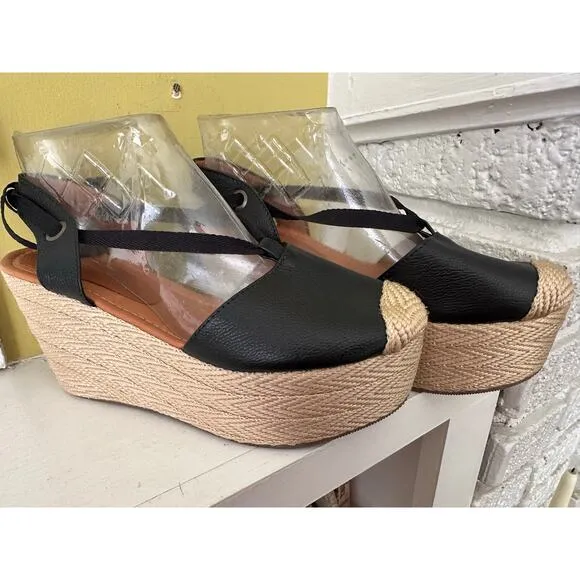Silvia Cobos Espadrilles Lace Up Black EUC sz 38 = US 7.5