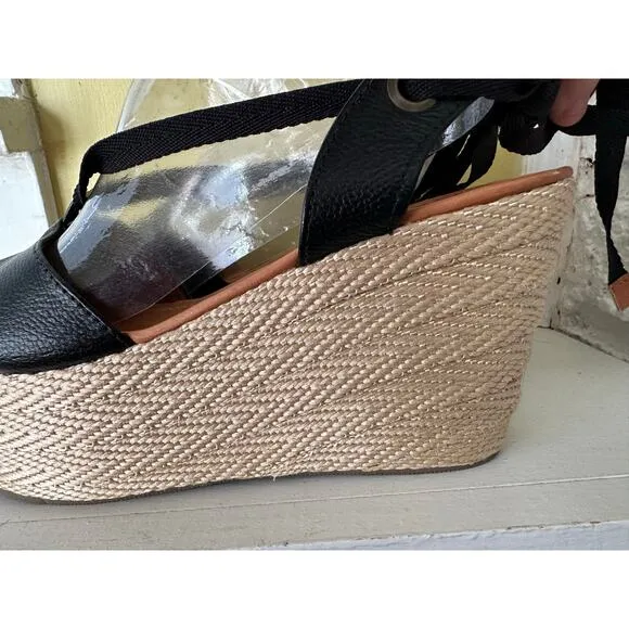 Silvia Cobos Espadrilles Lace Up Black EUC sz 38 = US 7.5