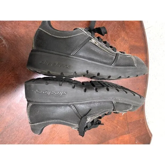 Skechers Black Chunky Y2k 90 Sneakers Side Zipper Detail Size 9.5