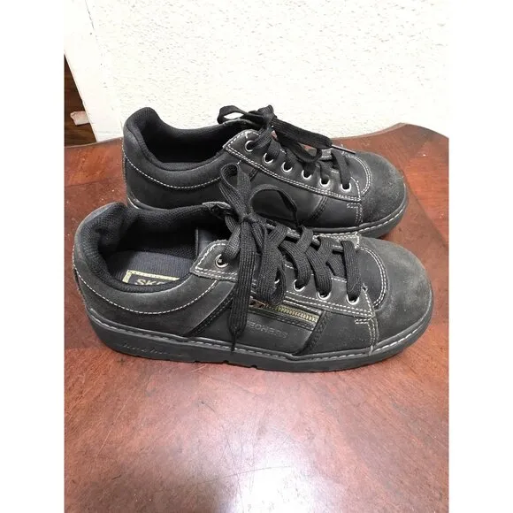 Skechers Black Chunky Y2k 90 Sneakers Side Zipper Detail Size 9.5