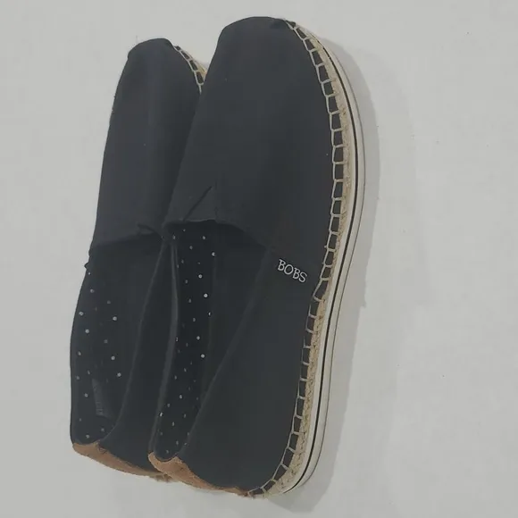 Skechers BOBS breeze memory foam platform espadrilles black size 8.5